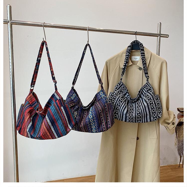 Вместительная сумка-мессенджер в этническом стиле, женская модная сумка через плечо из трикотажной ткани с принтом, повседневная трендовая сумка для выхода в свет