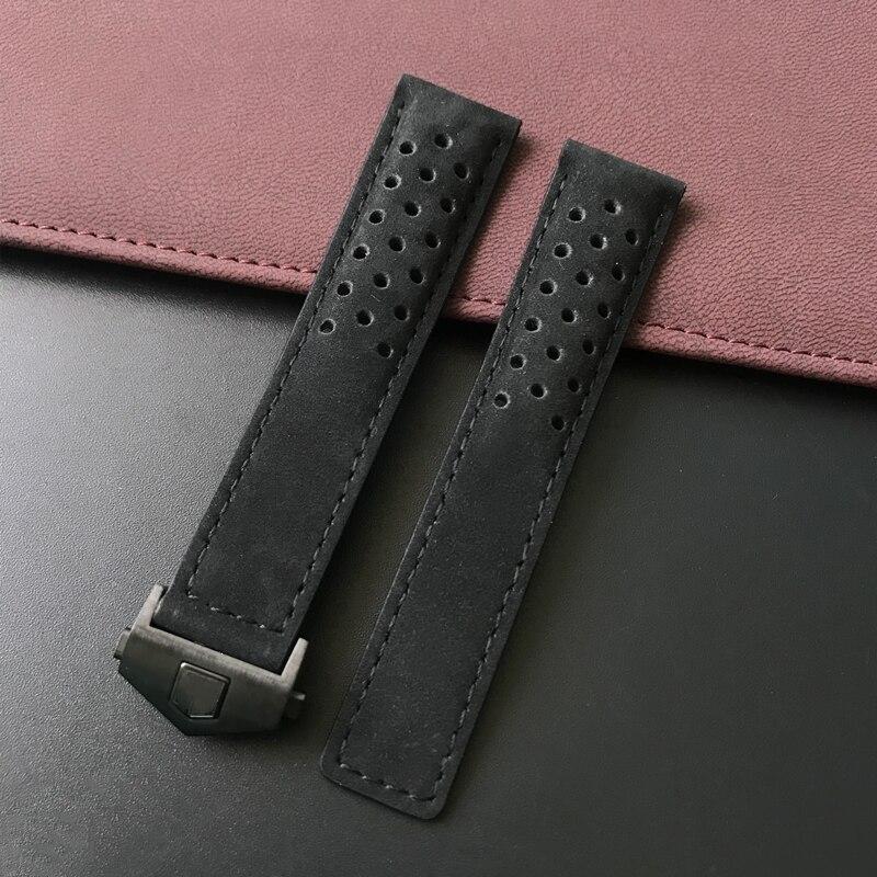 20 мм 22 мм 24 мм черный, синий, коричневый матовый ремешок из натуральной кожи для Tag Heuer Carrera Aquaracer Monaco F1 ремешок для часов браслет