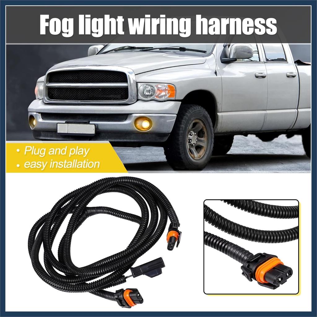 Fog Light Wiring Harness Kit 56045501AC for Dodge Ram 1500 2500 3500 4500 5500 Truck 2002-2010 Left Right Side Black ABS Stylish Design