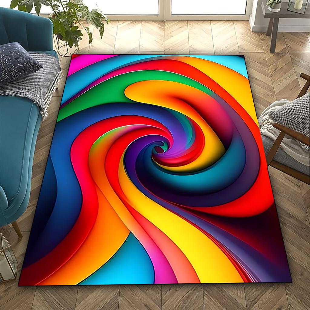 Яркий ковер с абстрактным узором неправильной формы, легко чистится и устойчив к пятнам, уличный ковер кристаллический бархат +