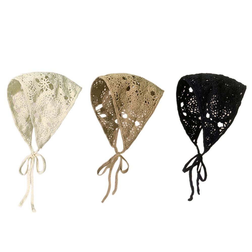 Ribbon Bandana Crochet Turban Triangular Scarf Fashion Headwear  Women