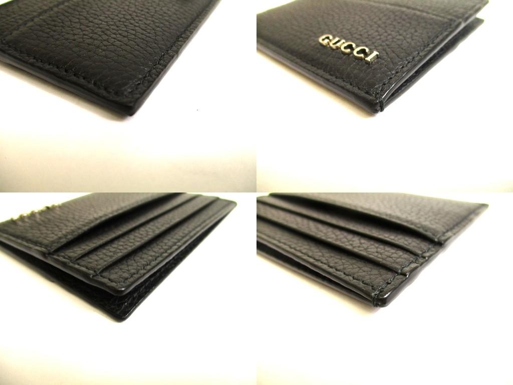 Оригинальный черный кожаный держатель для кредитных карт GUCCI с логотипом #b029 Открытая коробка