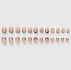 24Pcs Leopard Print French Press On Nails, Short Square Fake Nails with 3D Flower & Rhinestones