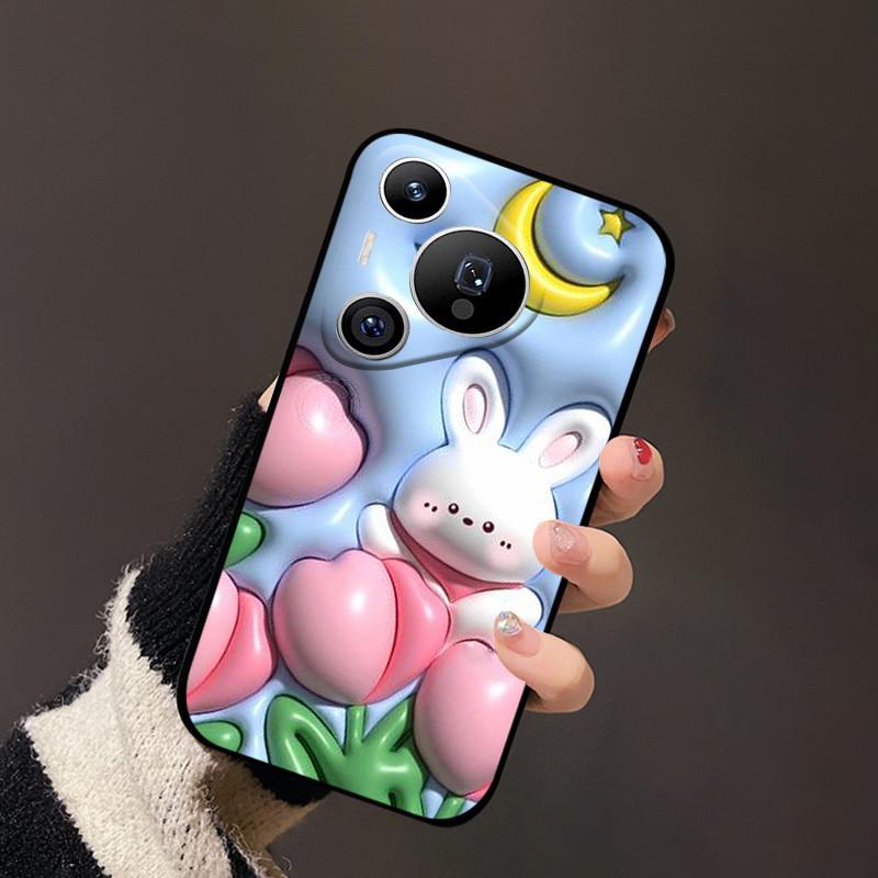 Чехол для Huawei Pura 70 Черный Матовый Милый Мягкий Силиконовый ТПУ Чехлы для Pura70 Pro Pura 70 Pro+ Плюс Ультра Чехол Защитный Fundas