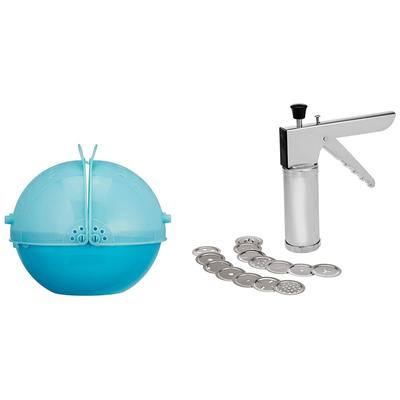 Кухонный пресс из нержавеющей стали/Приспособление для приготовления лапши/Мурукку и пластиковый дуршлаг/сито с крышкой (синий) Combo