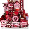 17Pcs/Set Valentine's Day Tiered Tray Decoration Love Heart Gnome Wooden Table Sign Rustic Farmhouse Desktop Layered