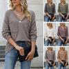 Spring Waffle Women's Sexy V-neck Long Sleeved Base Shirt
