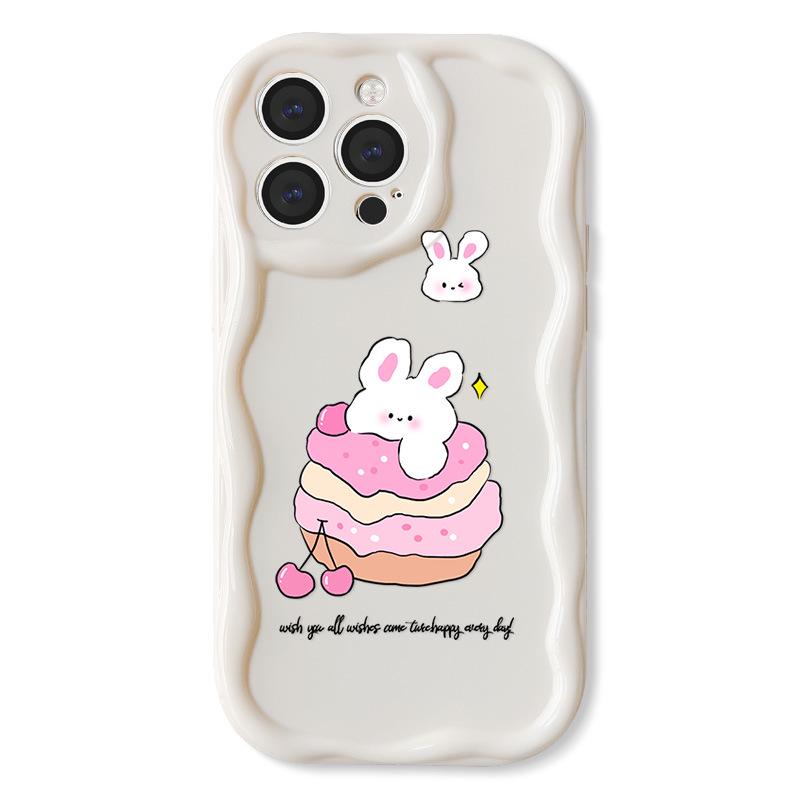 Силиконовый чехол Zhitai Cartoon для iPhone 11, 13, 14 и 15 Pro — мягкий чехол с кремовым узором и цепочкой для мобильного телефона.