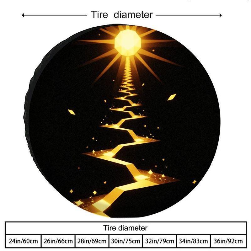 Golden Sunshine Path Spare Tire Cover Polyester Durable Waterproof Automotive Accessory
