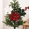 Realistic Christmas Tree Flower Picks Flocking Glitter Christmas Flower Stem  Xmas Tree Decor
