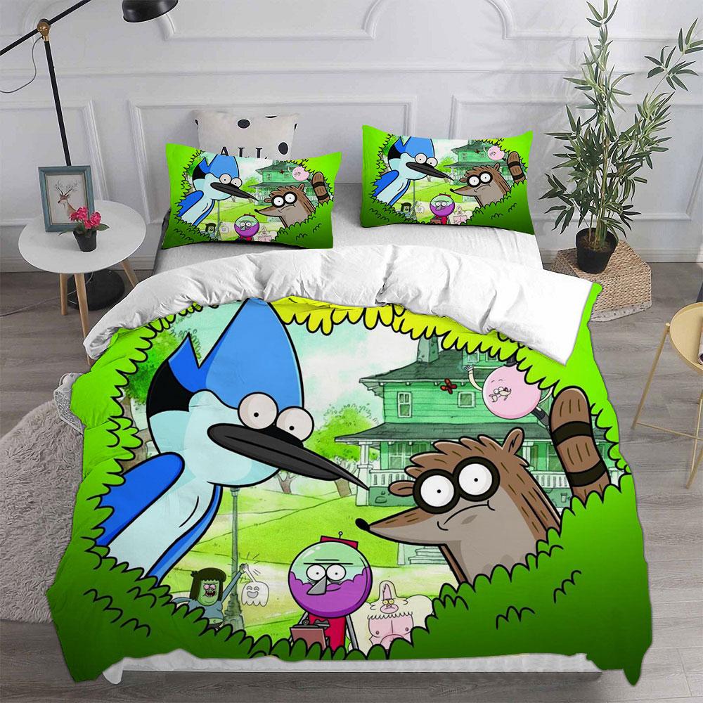 Постельное белье Regular Show Комплект одеяло стеганое покрывало пододеяльник наволочка 2-3 предмета Размеры для детей и взрослых