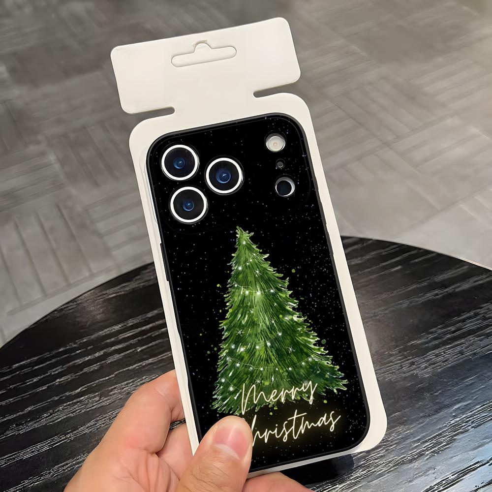 Чехол для телефона 'Рождественская елка' для IPhone 17 Air 16 E Pro Max 15 14 13 Mini 12 Pro 11 Max Plus Черный Мягкий