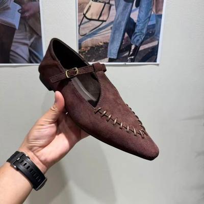 Французско-британский стиль женская обувь замшевые туфли Мэри Джейн 2025 осень и зима новая обувь на мягкой подошве ретро одинарные туфли балетки