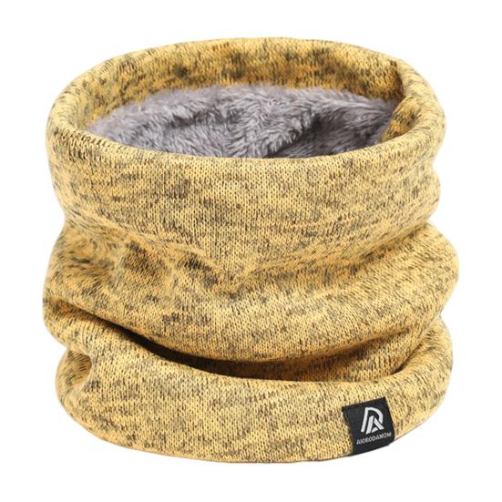 Men Scarf Winter Plush Lining Solid Color Scarf Solid Color Letter Logo Thickened Velvet Warm Knitting Neck Gaiter