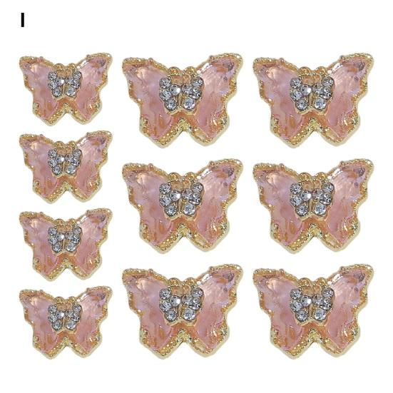 10 шт., ювелирные изделия для ногтей с бабочками, двухслойные сверкающие стразы, привлекательные украшения для дизайна ногтей, женские аксессуары