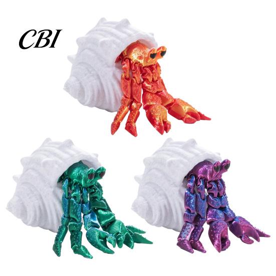 Crab Fidget Toy 3D Printed Hermit Figurine, Movable Joints Articulated Durable Decoration Toy, Detachable Collectible Model for Desktop Plastic