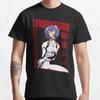 Summer Men Fashion Casual Shirts Short Sleeves Rei Ayanami Evangelion Black Tees Oversized T-shirts
