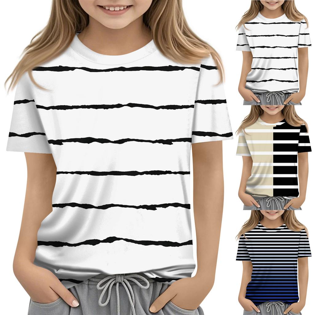 Детская модная повседневная футболка с коротким рукавом и круглым вырезом