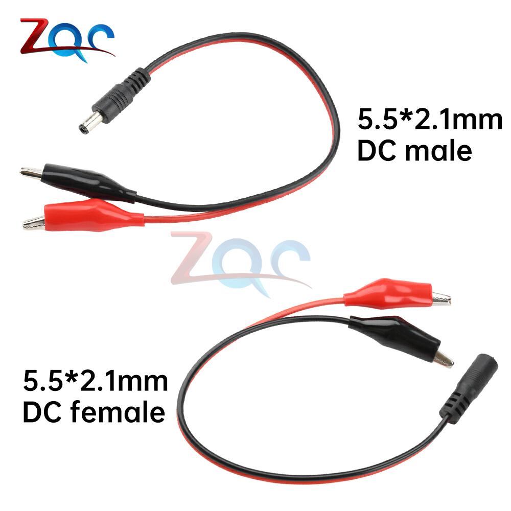 30cm DC Male Female Jack Connector Alligator Clips Crocodile Wire 12V Power Cable To 2Alligator Clip Connected Voltage 5.5*2.1mm