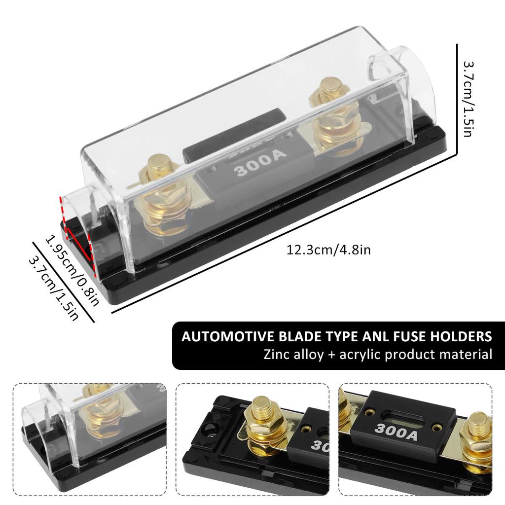 ANL Fuse Holder Car Blade Fuse Holder Gold Plated Auto Fuse Block Safe Car Audio Fuse Holder with 300 Amp Fuse Car Accessories