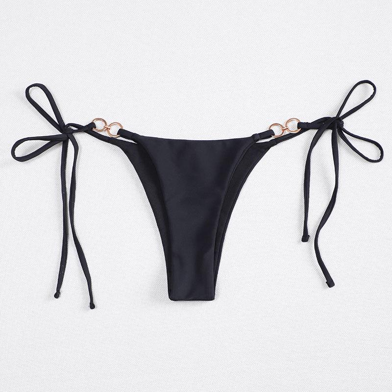 2024 Европейский и американский однотонный кружевной треугольный купальник на шнуровке и набор плавок