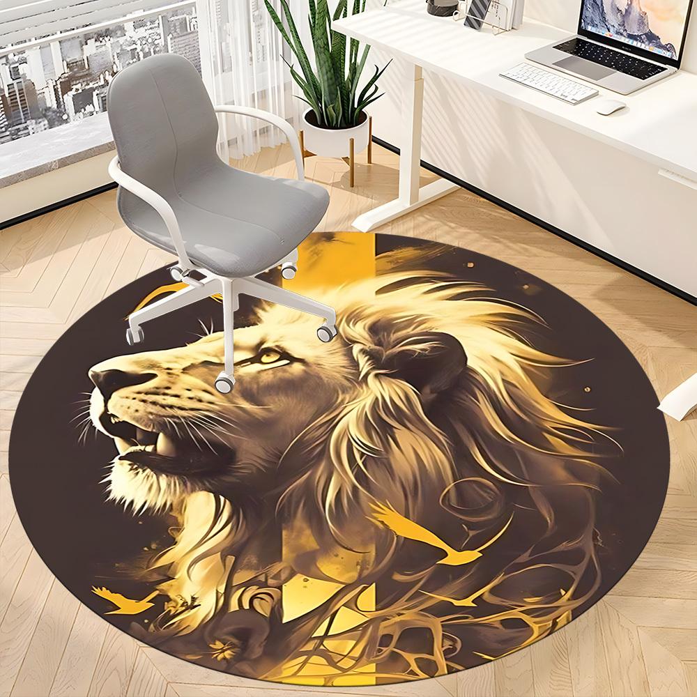 1 шт. Круглый ковер Lion Majesty для офиса, комнатный коврик, подходит для офиса, под офисные стулья, спальни, гостиной, домашнего декора, декора комнаты, n37