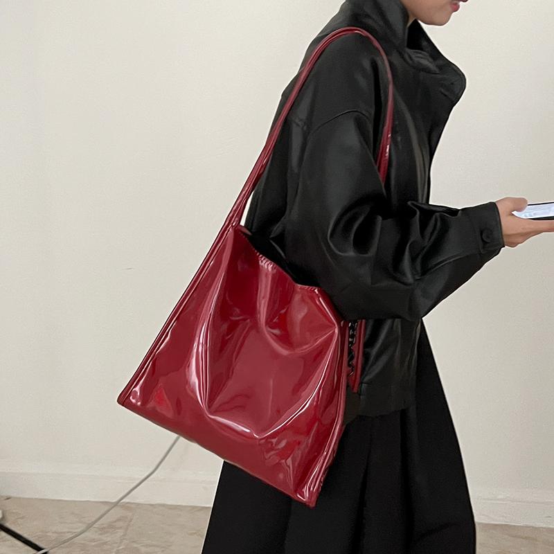 Модные женские сумки на ремне из лакированной кожи, винтажные женские повседневные сумки-тоут, большая вместительная женская сумка для покупок