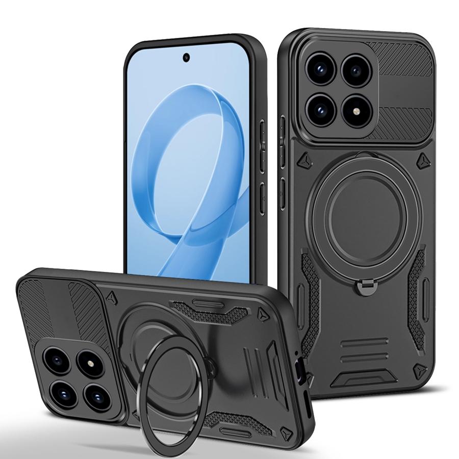 Бронированный противоударный магнитный чехол для Xiaomi 14T 14 15 15T Poco C75 C85 X7 M6 M7 Pro 5G F7 Ultra с кольцом-держателем для автомобиля
