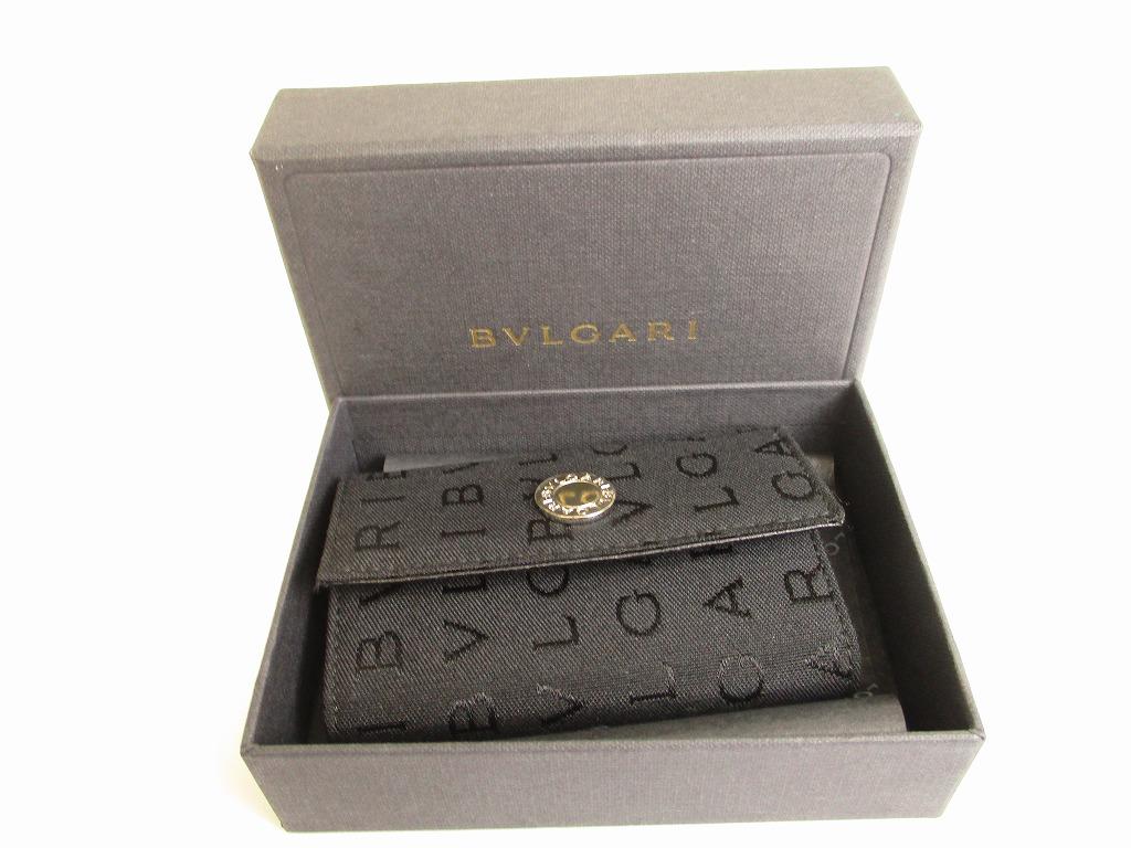 Authentic BVLGARI Black Canvas Leather Logo Mania 6 Pics Key Cases #9642  Open box