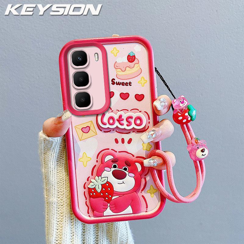 KEYSION Shockproof Case for Infinix Hot 60i 60 5G with Lanyard Soft Silicone Cute 3D Cartoon Doll Phone Back Cover for Infinix Hot 60 Pro+
