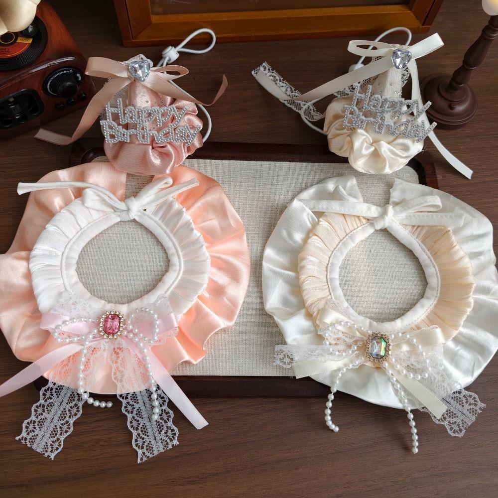 Bowknot Pet Birthday Hat Scarf Set Cute Cat Princess Hat Happy Birthday Cone Hat Puppy Costume