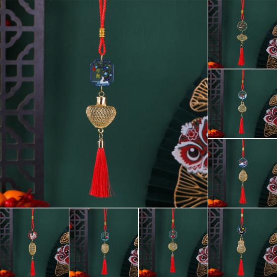 Украшение на китайский Новый год Мини золотой полый фонарик орнамент Счастливый подвесной кулон с кисточкой для удачи, богатства, успеха Дом Кухня Бонсай Дерево Автомобиль