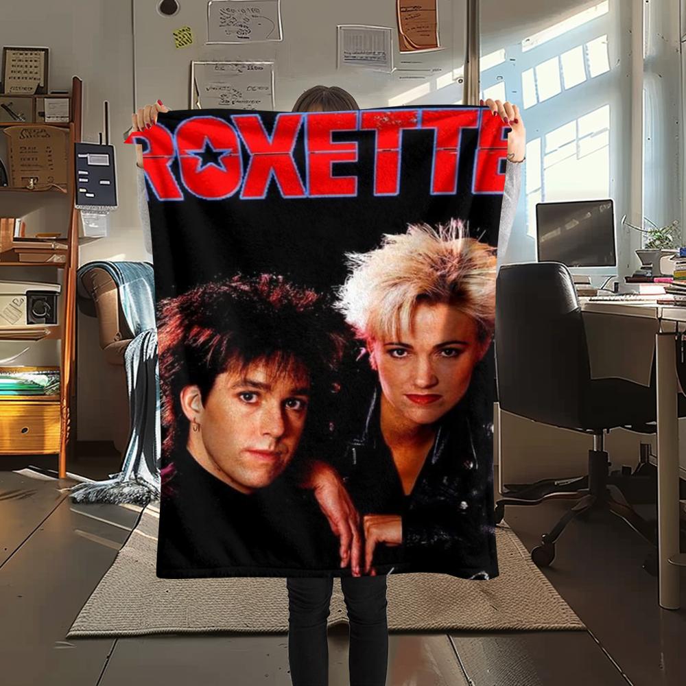 1PC Roxette Print Flannel Blanket, High quality Comfortable for All Seasons, Home Decor, Warmth and Comfort, Perfect for Christmas Gifts
