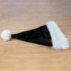 Santa Hat Plush Eye-catching Widely Use Black Soft Xmas Santa Cap for Home