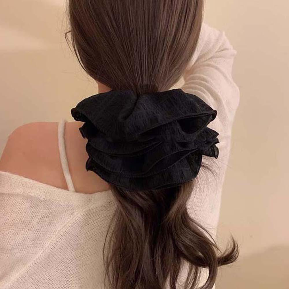 Однотонные кружевные плиссированные резинки для волос в корейском стиле, толстая кишка, веревка для головы, ежедневно