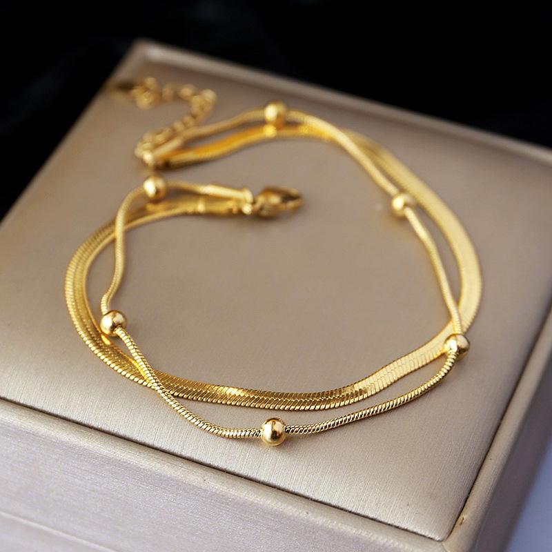 Elegant 18K Gold Titanium Steel Bracelets: European & American Fashion, Non-fading, Women's Versatile Personality Hand Jewelry