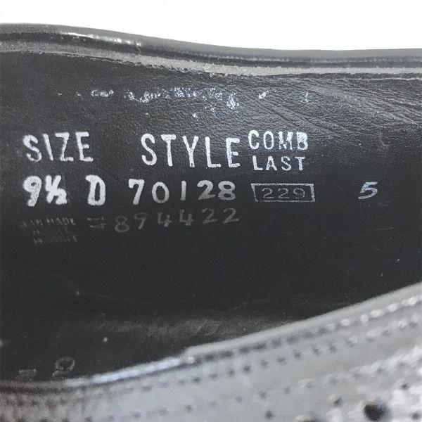 Sears USA 70s Vintage Easy Flex Leather Long Wingtip 9.5D 27.0-27.5 Black Dress Shoes(USED)