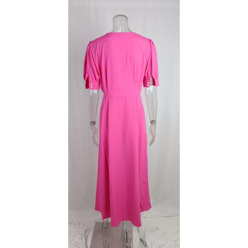 Summer Women's Dress Temperament Commuter High Waist Solid Colour Fashion Long Dresses