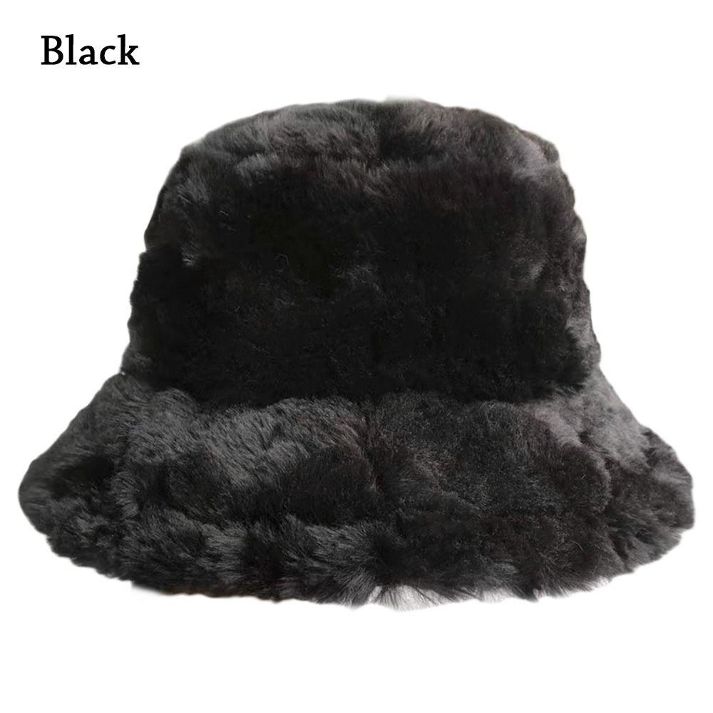 Outdoor Soft Faux Fur Warm Fisherman Cap Sun Cap Panama Hat Bucket Hat