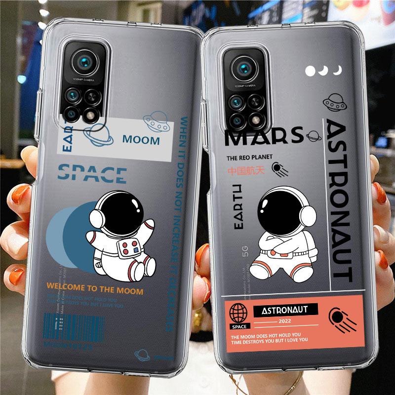 Прозрачный чехол с изображением астронавта из мультфильма для Xiaomi Mi Poco X3 NFC M3 Pro F3 F1 11 Lite 12 Redmi Note 10 9S 8 7 9, мягкий чехол для телефона