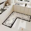 Kitchen Special Diatom Mud Floor Mat L-shaped Water and Oil Absorbent Foot Mat Home Easy To Care for Dirt-resistant and Cuttable Carpet