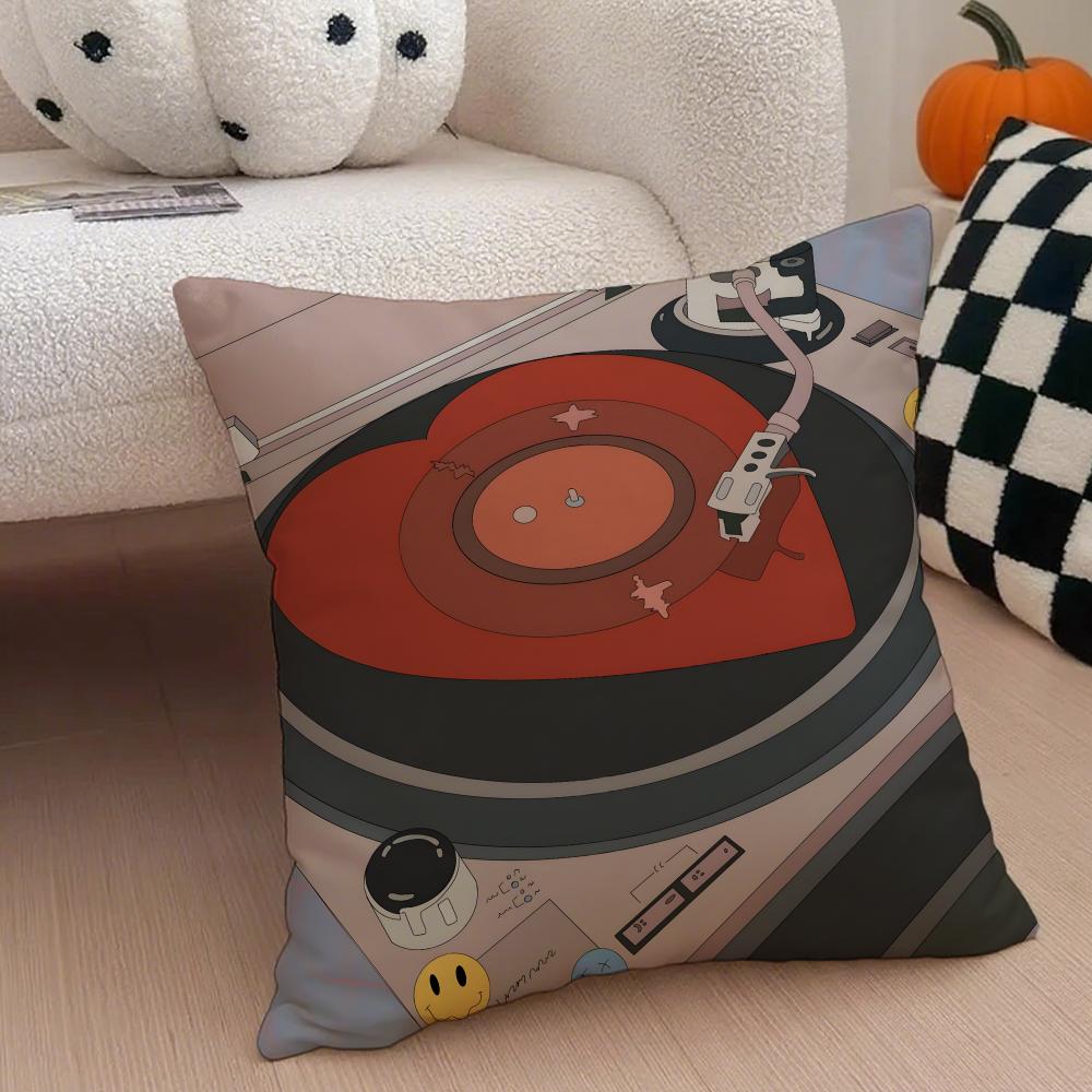 Vintage Vinyl Record Retro Music Cushion Cover Throw Pillow Cover Hidden Button Durable Polyester Chair Cushion