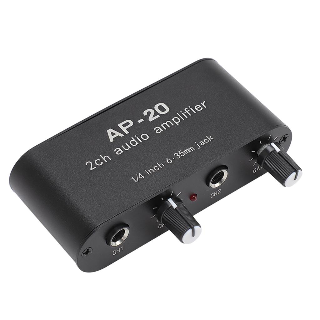 2 Channel Sound Amplifier Balanced 1/4 Inch 6.35mm Gain Independent Adjustment Stereo Sound Amplifie