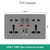 18W Type-C Plug Quick Charging Universal 5-pin Dual Power Socket,UK Standard 13A Wall Socket with DC 5V 3.1A Type-c USB Charger