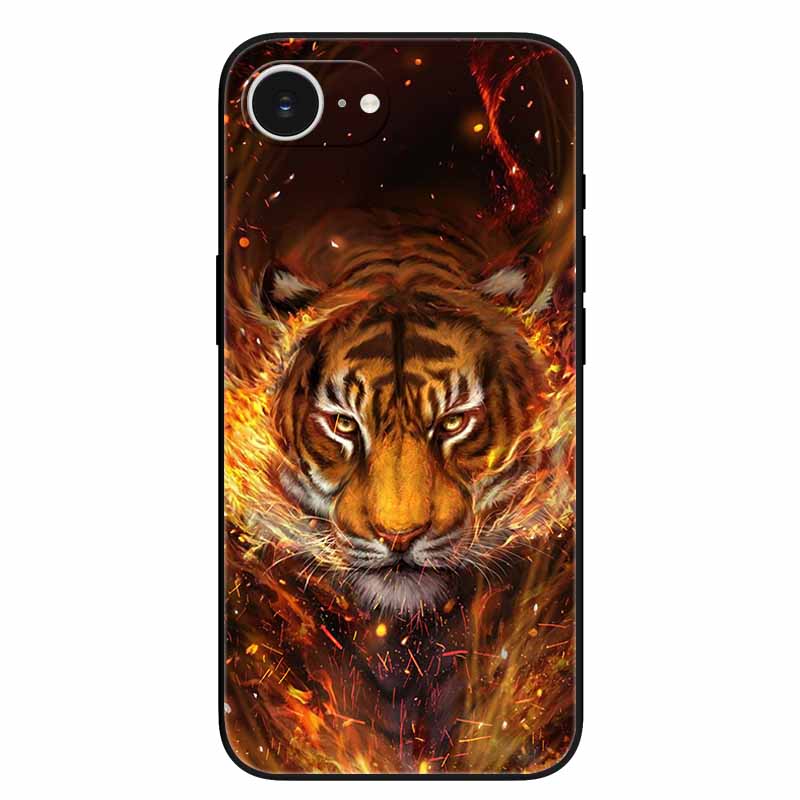 Black Phone Case Cover For Apple iPhone 16e Cases Printed TPU Soft Bumper Shell for iPhone16e 16e 2025 Protection Silicon Covers