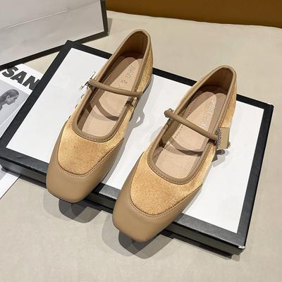 2024 Модные туфли на плоской подошве для женщин из натуральной коровьей кожи с квадратным носком и металлическими украшениями в стиле пэчворк, женская обувь ручной работы