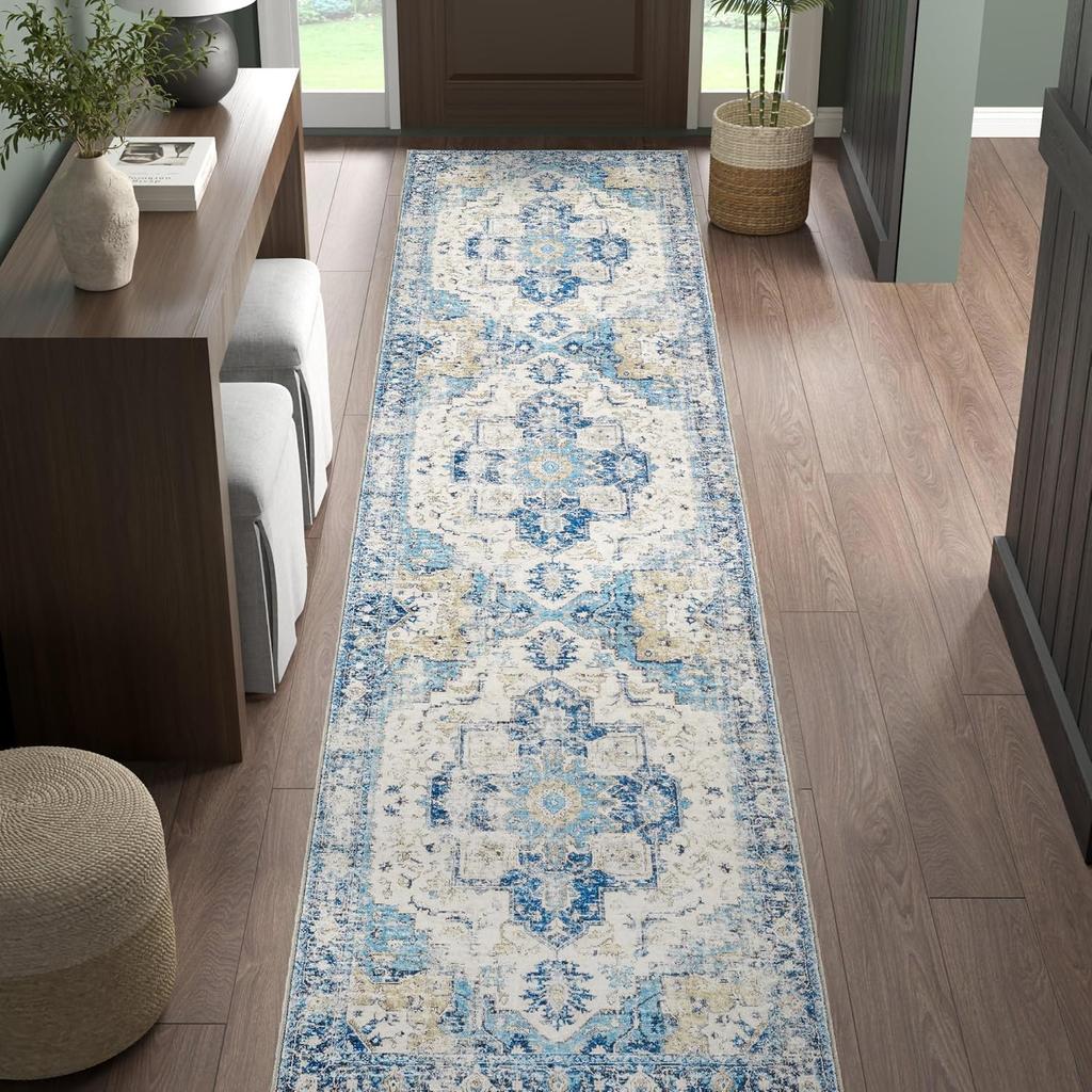Bohemian Corridor Area Rug Anti-slip and Stain-resistant Kitchen Floor Mat Bedroom Balcony Rug Home Decoration