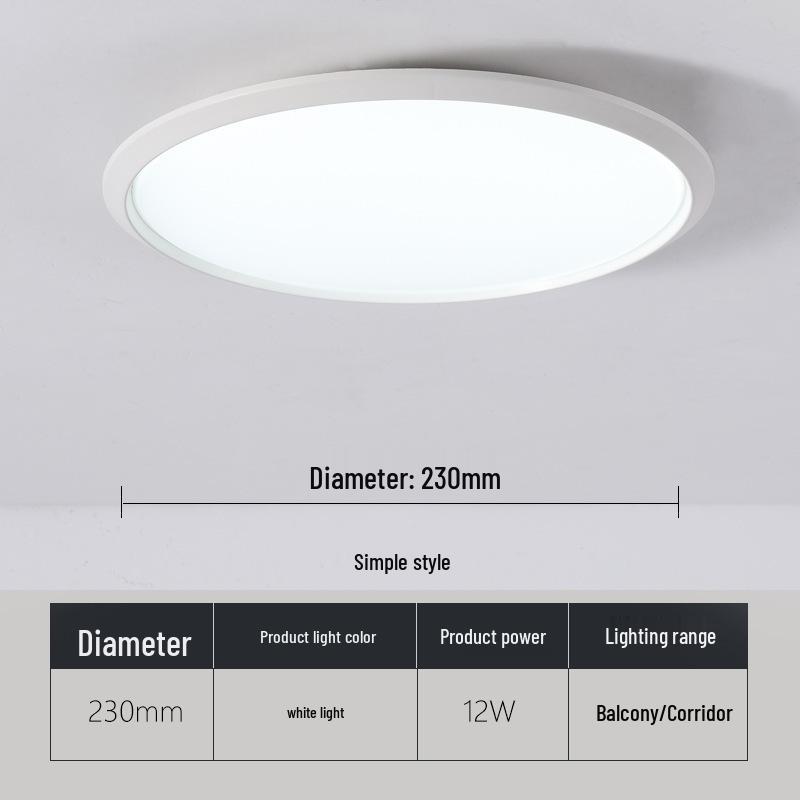 Ультратонкий водонепроницаемый светодиодный потолочный светильник для ванной комнаты, балкона, спальни, кухни и коридора.