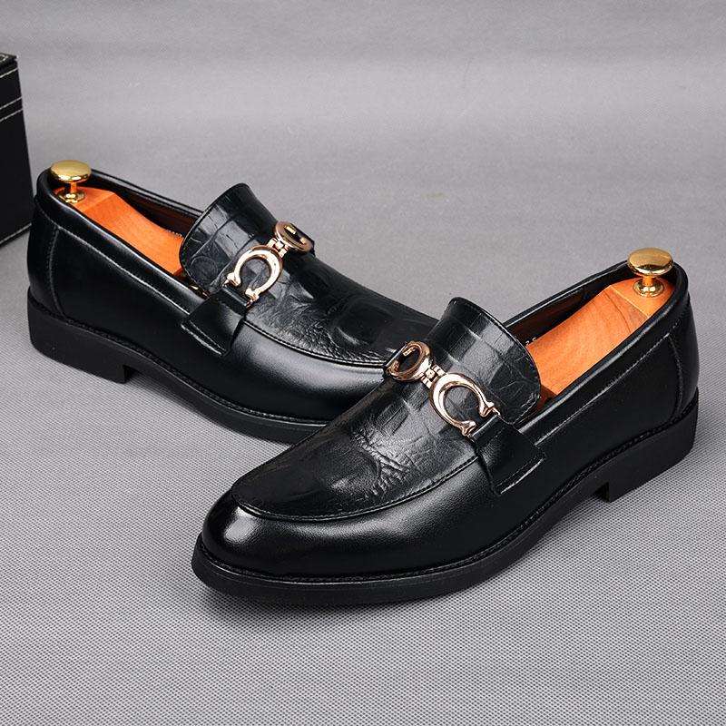 Fashion Luxury Designer New Men's Balck Penny Loafter Leather Shoes Male Wedding Dress Prom Homecoming Oxford Footwear
