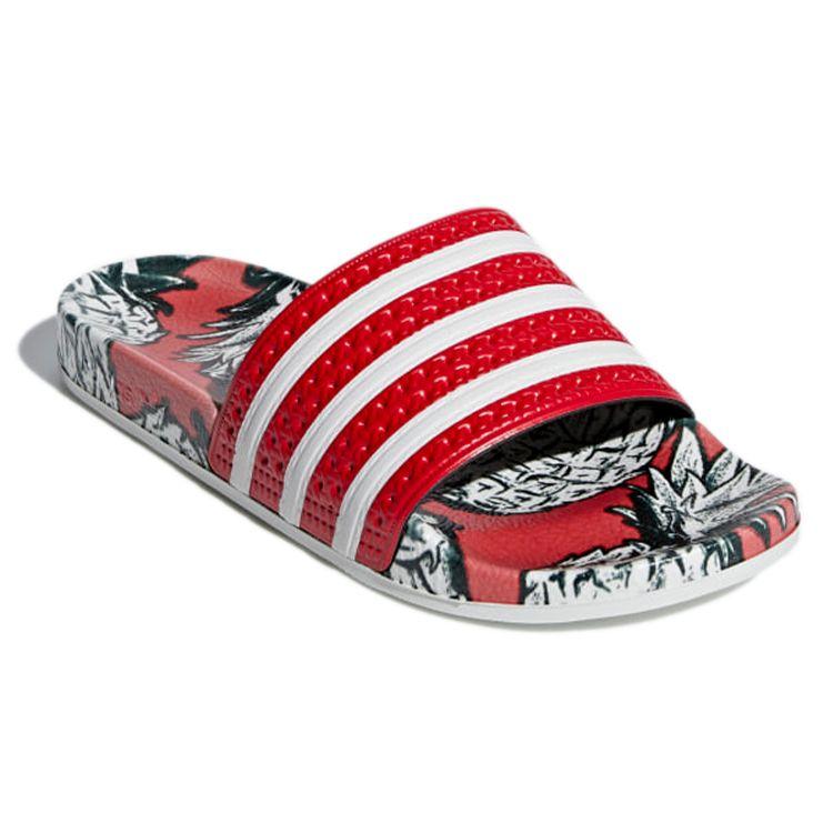 Adidas Adilette Slides Scarlet Женские сандалии Red Off-White D96683